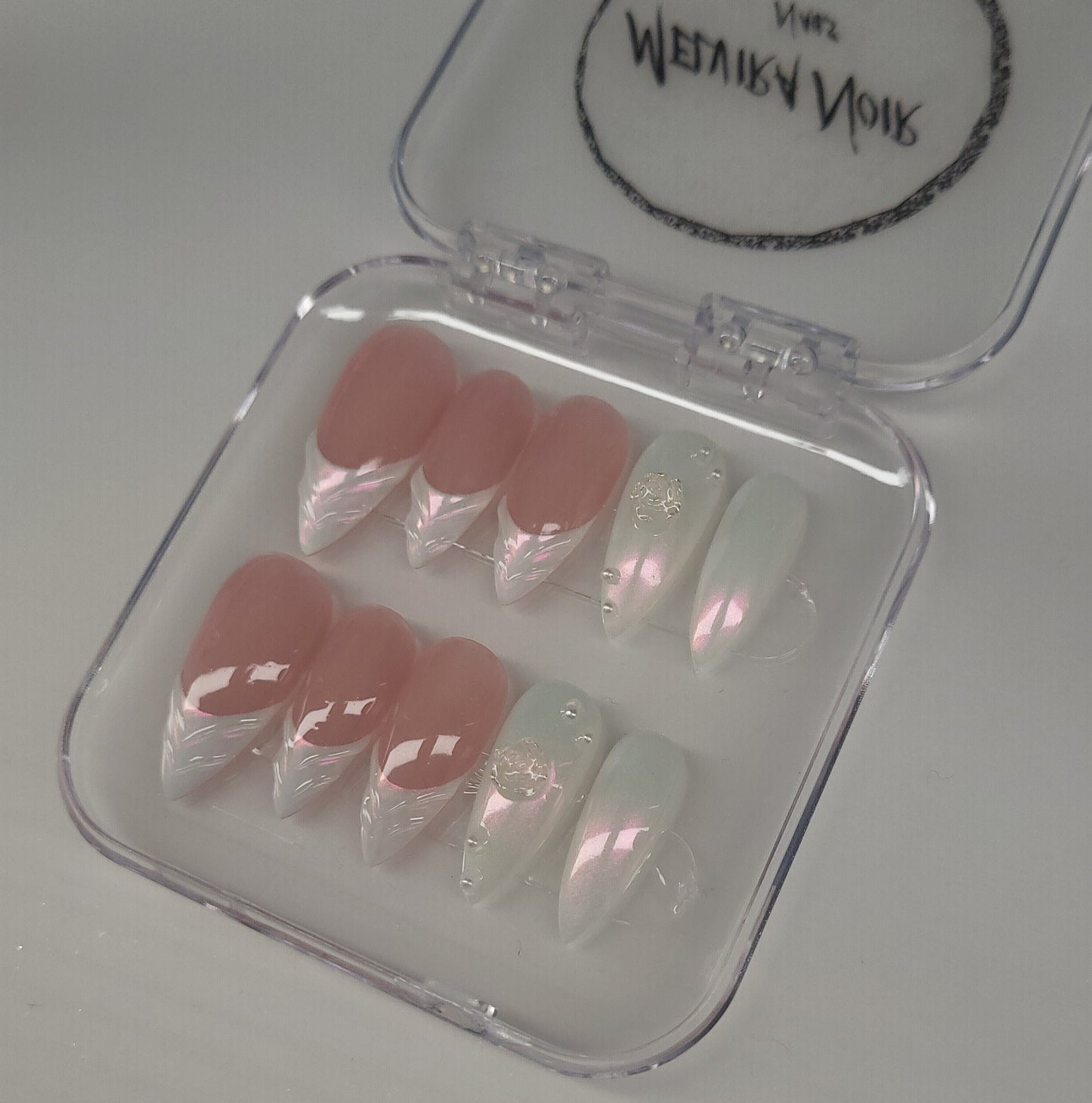 Pearl Pink Chrome Nails
