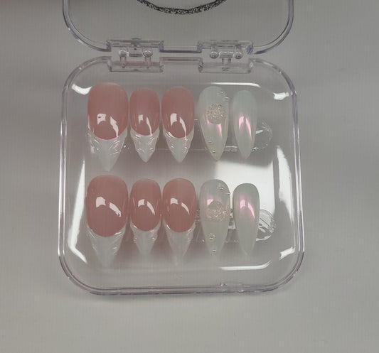 Pearl Pink Chrome Nails